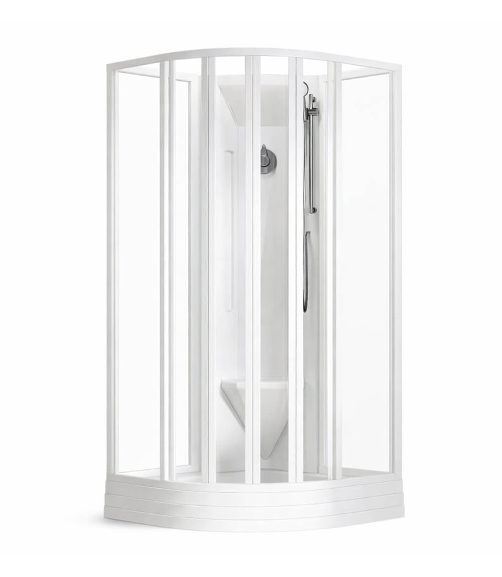 Ravak Supernova sprchový kout s vaničkou 80x80 cm půlkulatá bílá lesk/průhledné sklo 80644112Z1