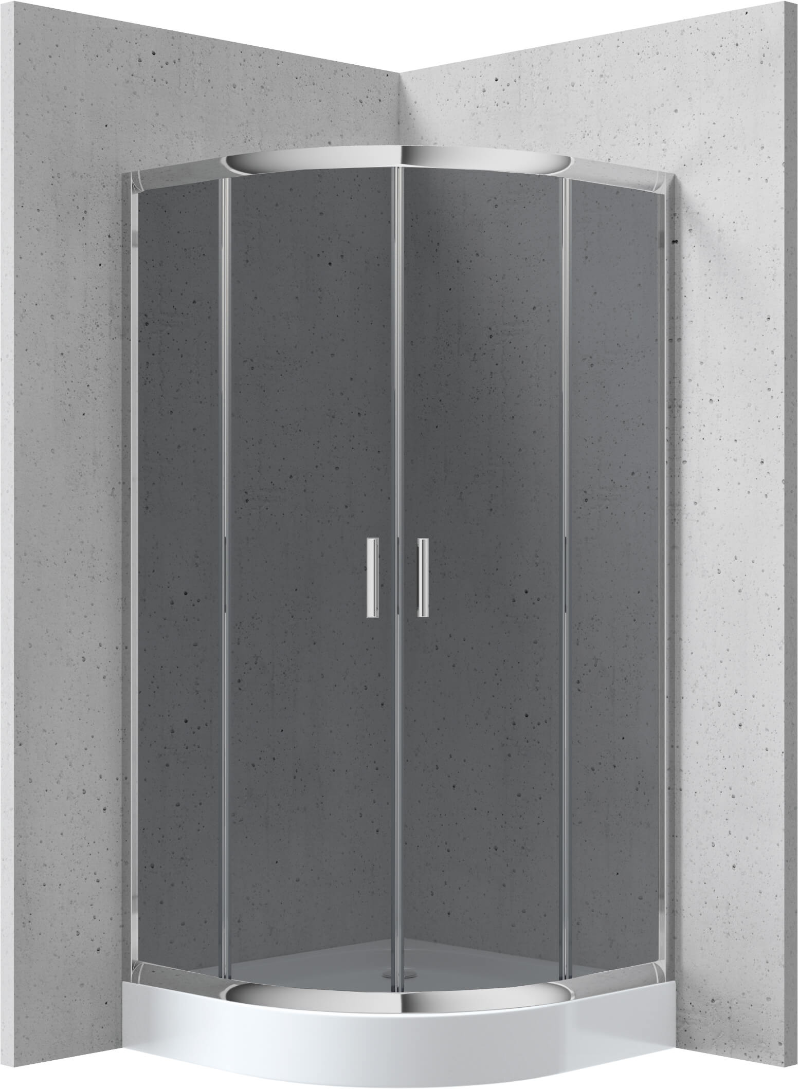 Deante Funkia sprchový kout s vaničkou 80x80 cm půlkulatá chrom lesk/šedé sklo KYPZ452K