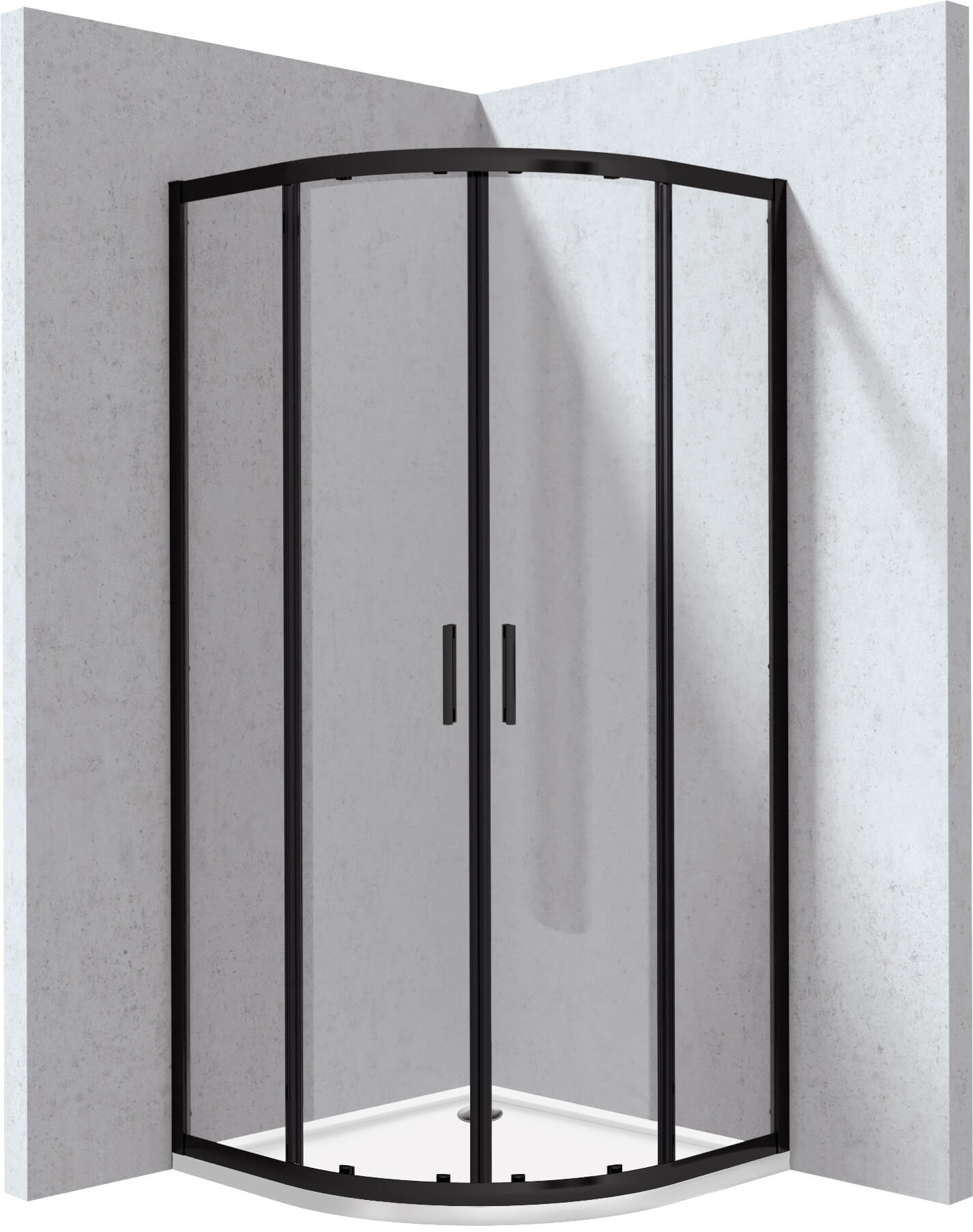 Deante Funkia Evo sprchový kout s vaničkou 90x90 cm půlkulatá černá matný/průhledné sklo KYPPN099P