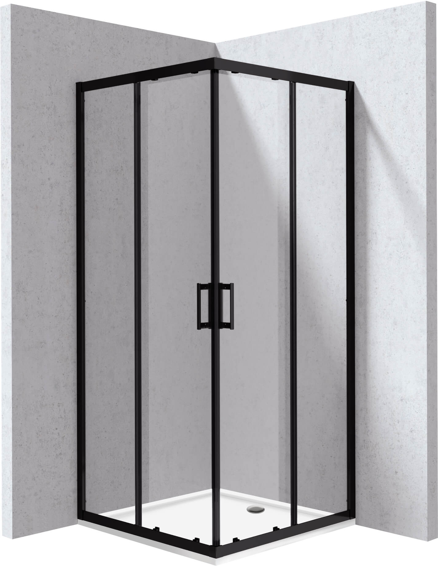 Deante Funkia Evo sprchový kout s vaničkou 90x90 cm čtvercový černá matný/průhledné sklo KYCPN099P