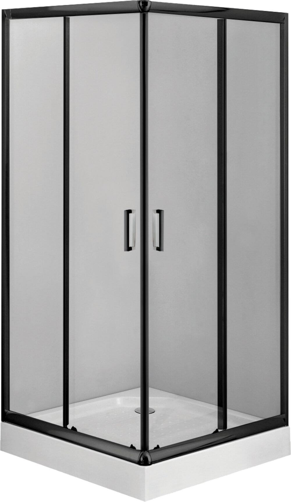 Deante Funkia sprchový kout s vaničkou 90x90 cm čtvercový černá matný/průhledné sklo KDDZN41K