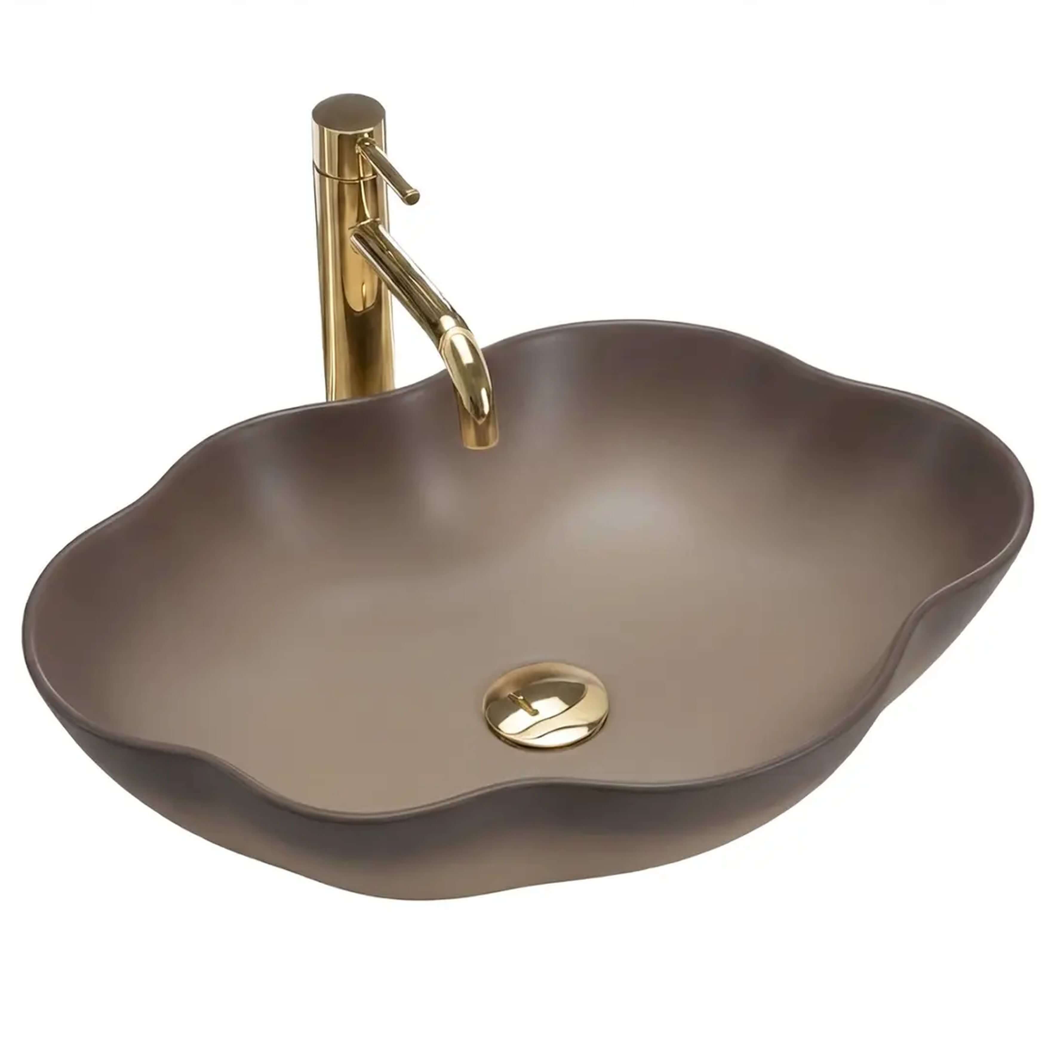 Rea Pearl umyvadlo 50.5x38 cm na pult hnědá/béžová matný REA-U0629