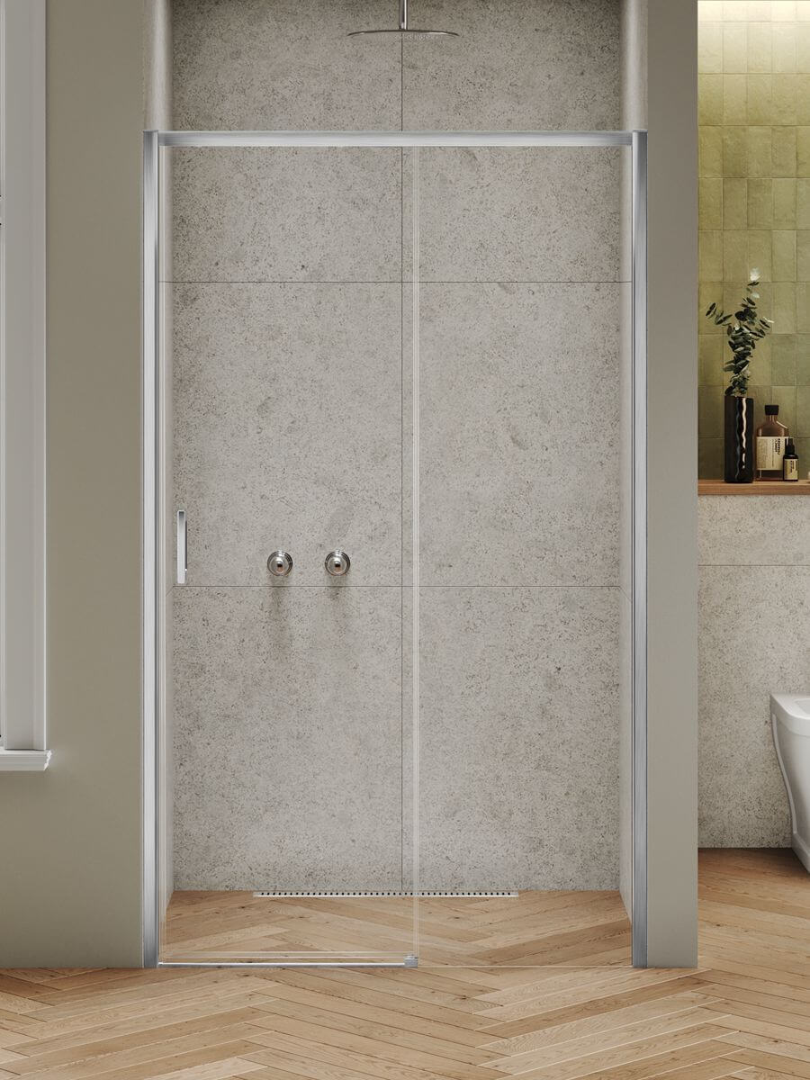 New Trendy Prime Nickel Brushed sprchové dveře 130 cm posuvné nikl kartáčovaný/průhledné sklo D-1348A
