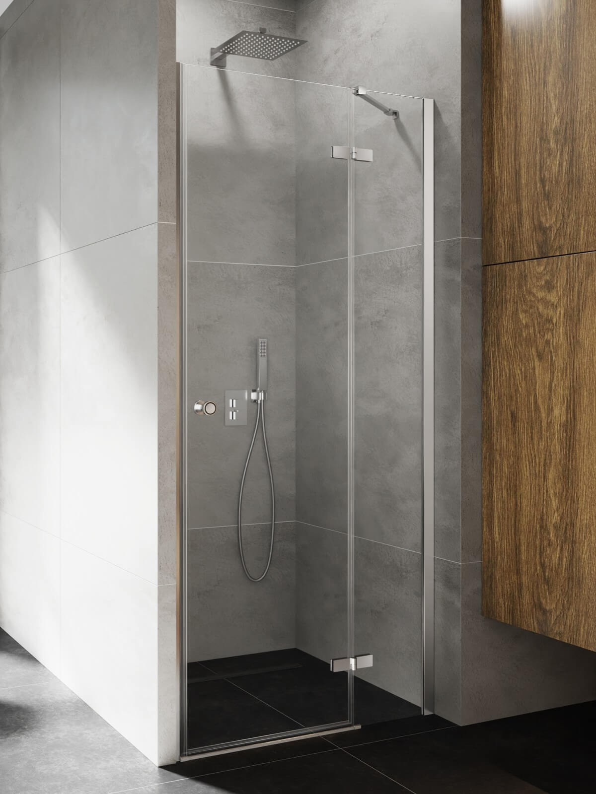 New Trendy Kalibra sprchové dveře 100 cm sklopné chrom lesk/průhledné sklo D-1008A