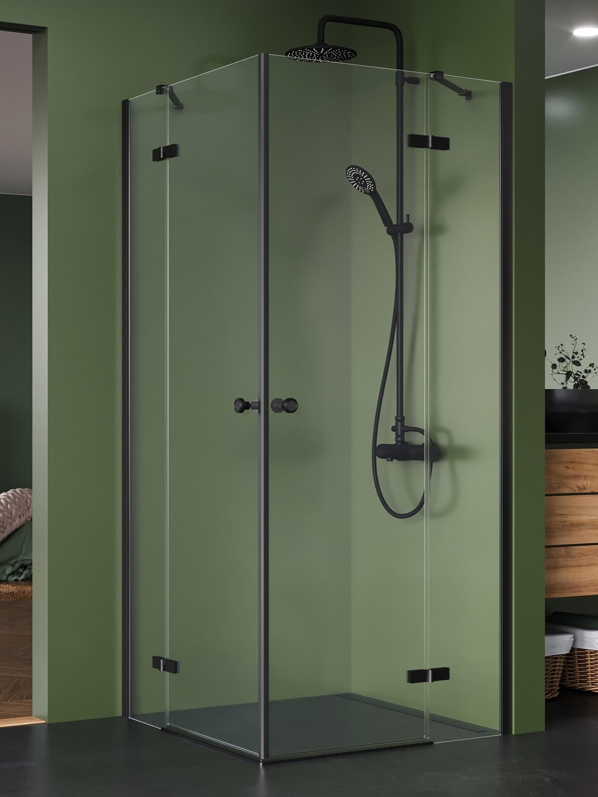 New Trendy Kalibra Black sprchový kout 90x80 cm obdélníkový černá matný/průhledné sklo K-5097