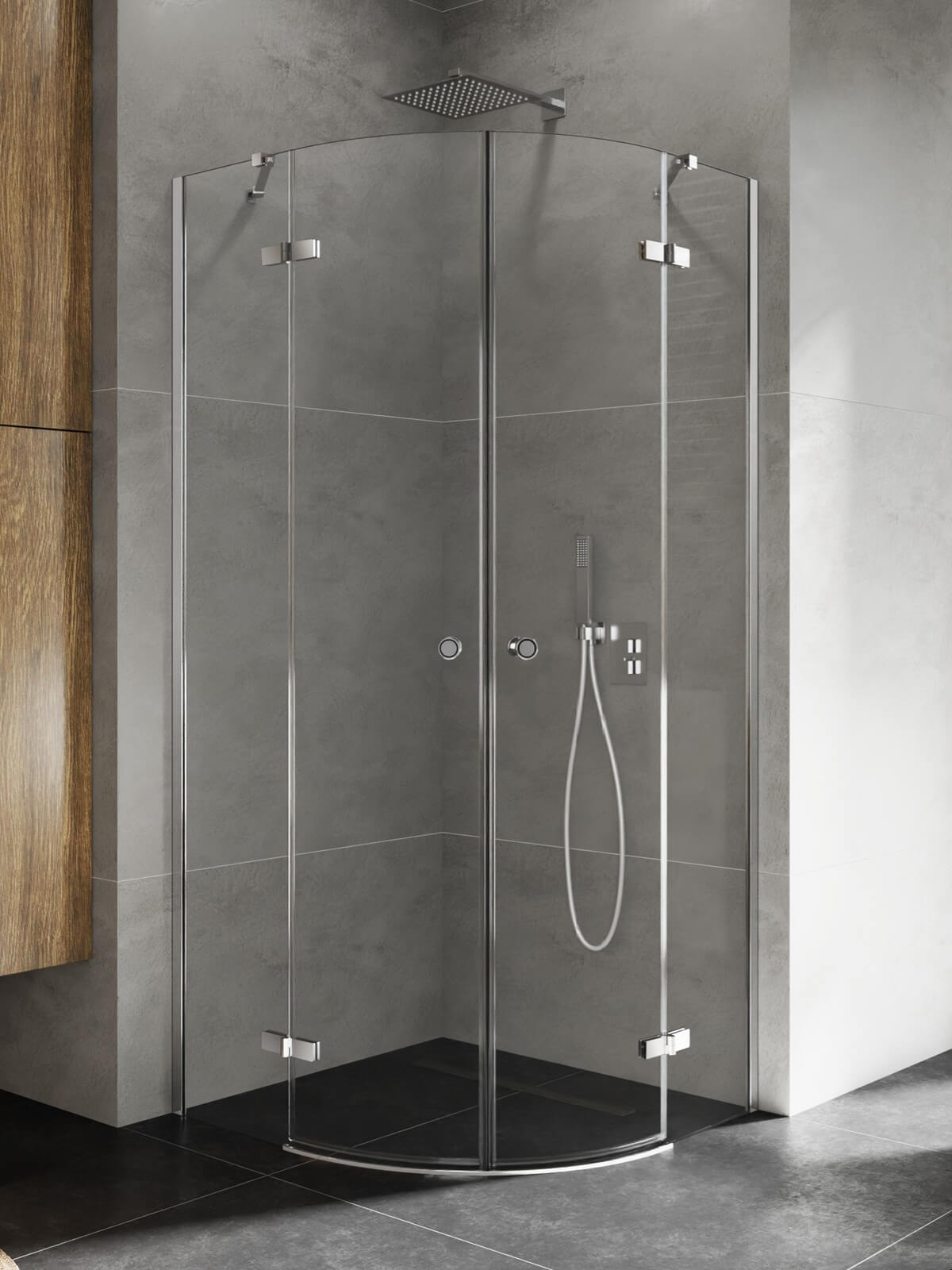 New Trendy Kalibra sprchový kout 90x90 cm půlkulatá chrom lesk/průhledné sklo K-5128