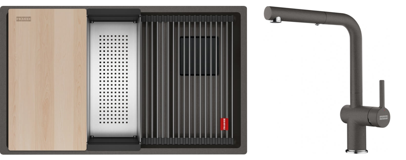 Sada granitový dřez Franke Kanon 125.0749.683, kuchyňská baterie Franke Active L Pull-Out Spray 115.0721.464