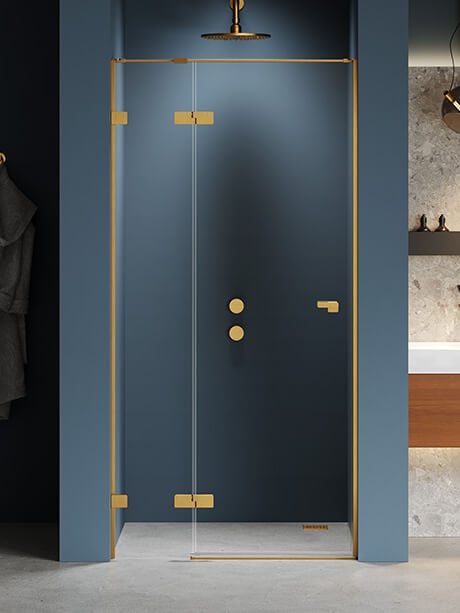 New Trendy Eventa Gold Brushed sprchové dveře 110 cm sklopné zlatá kartáčovaný/průhledné sklo EXK-8229