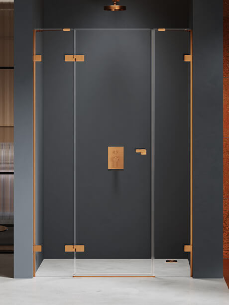 New Trendy Eventa Copper Brushed sprchové dveře 150 cm sklopné měděná kartáčovaný/průhledné sklo EXK-8004