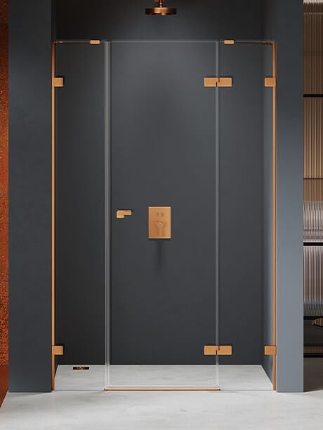 New Trendy Eventa Copper Brushed sprchové dveře 170 cm sklopné měděná kartáčovaný/průhledné sklo EXK-8007