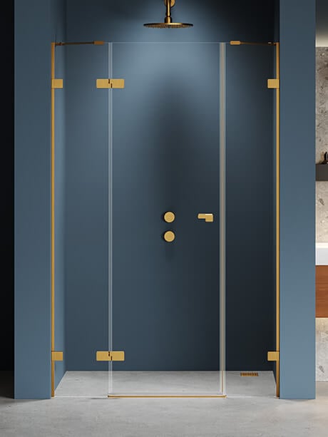New Trendy Eventa Gold Brushed sprchové dveře 170 cm sklopné zlatá kartáčovaný/průhledné sklo EXK-8239