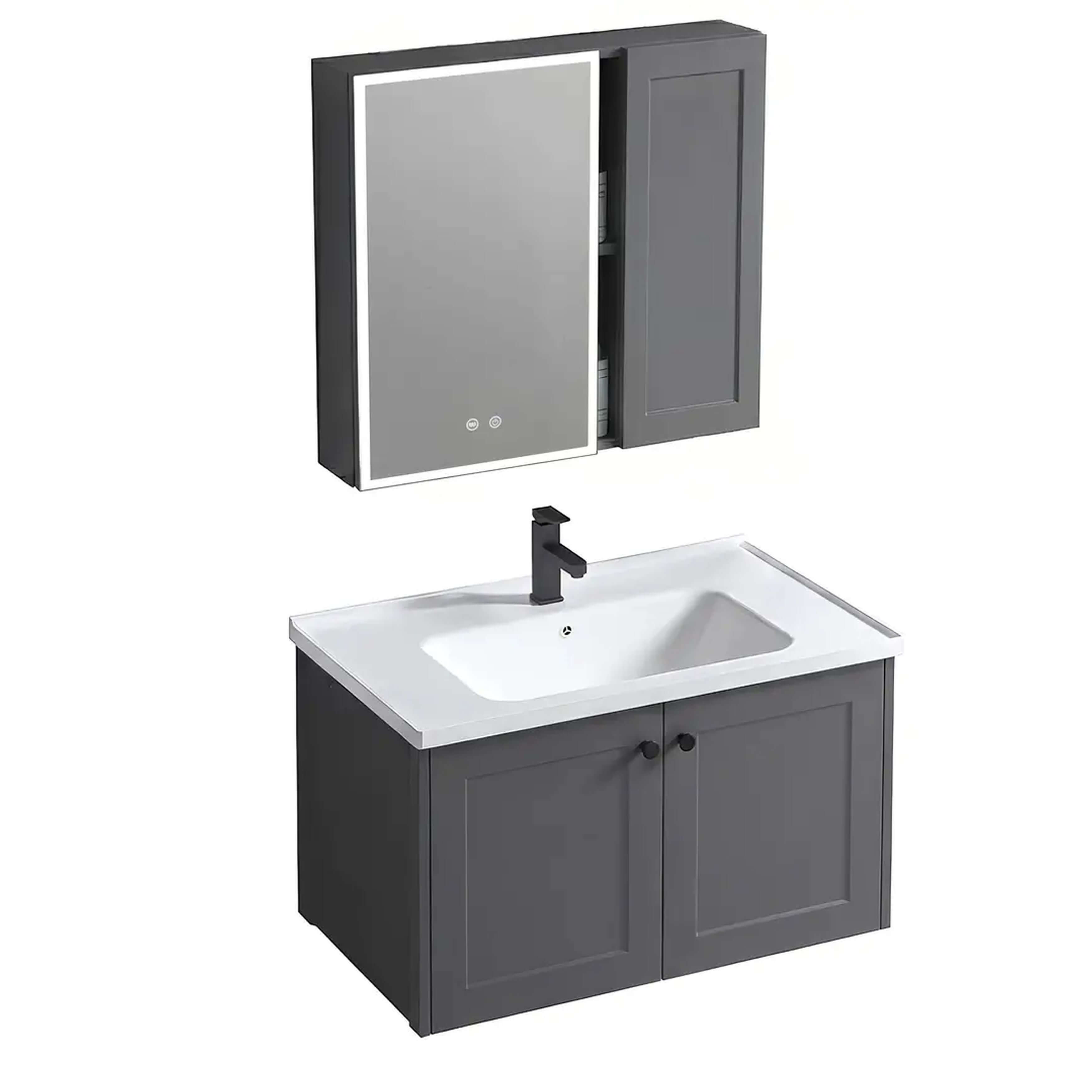Rea Monti sada koupelnového nábytku 60x48x cm pod umyvadlo závěsná šedá REA-M0015