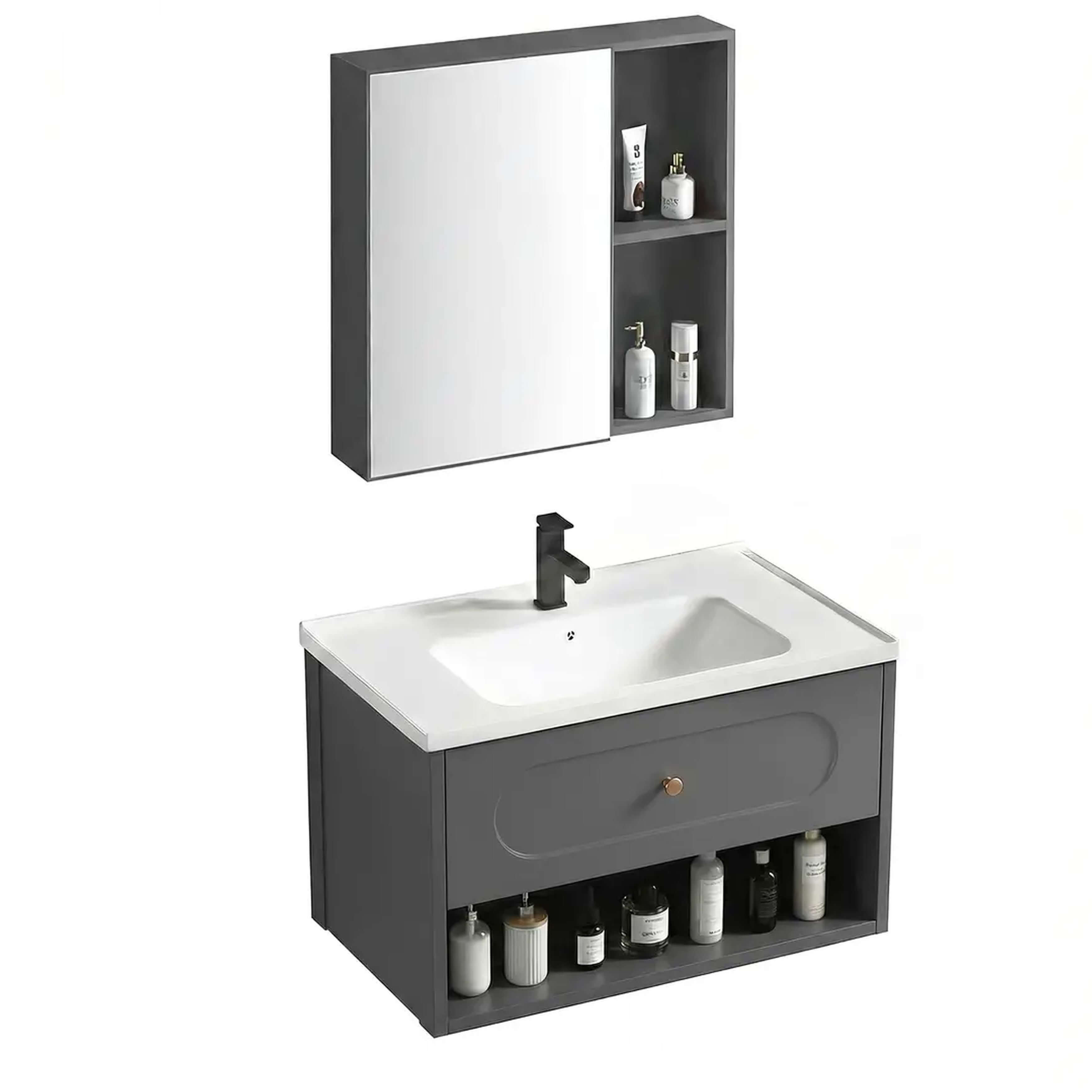 Rea River sada koupelnového nábytku 60x48x cm pod umyvadlo závěsná šedá REA-M0020