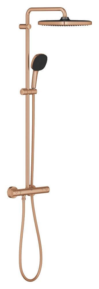 Grohe Vitalio Comfort sprchová sada na stěnu s termostatem s dešťovou sprchou Brushed Warm Sunset 26696DL1