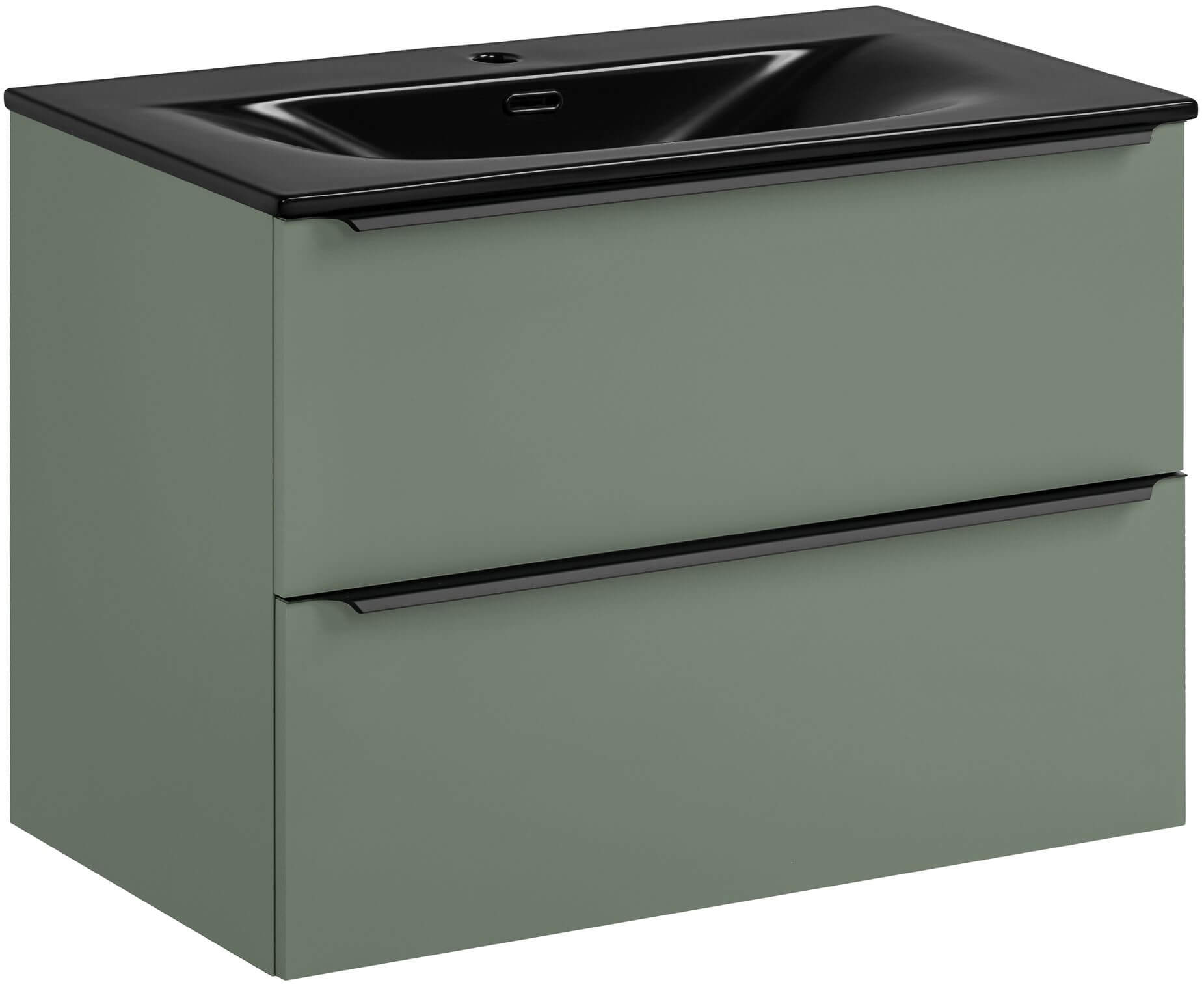Sada skříňka Comad Sombra Green SOMBRA GREEN 82-80-46-2S, umyvadlo Comad Sky SKY 1 BLACK MATT 80 DP ( E-8099-80 )