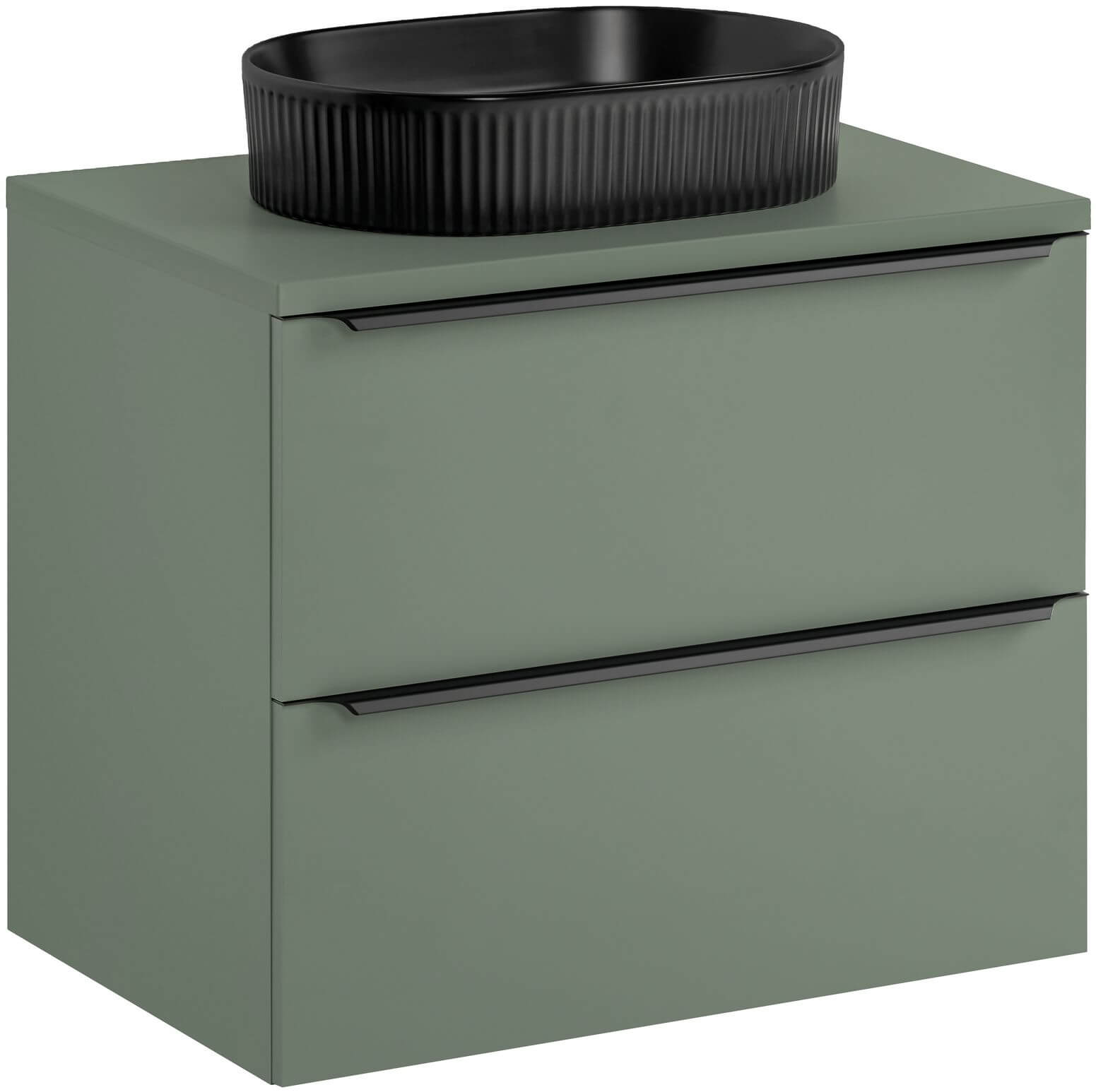Sada skříňka Comad Sombra Green SOMBRA GREEN 82-70-46-2S, umyvadlo Comad Beyond BEYOND 5 BLACK ( E-6564 ), GREEN 89-70-46 M