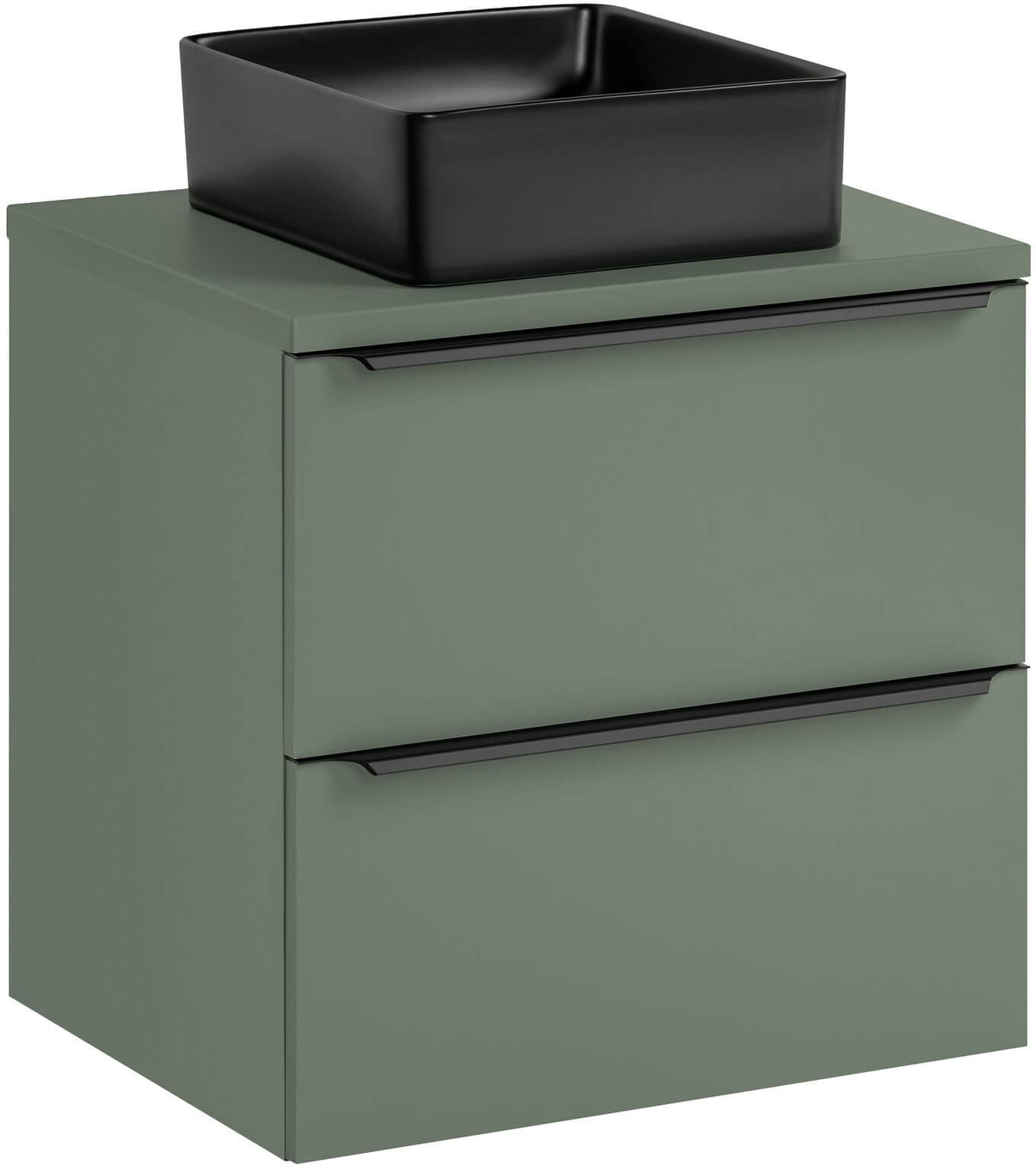 Sada skříňka Comad Sombra Green SOMBRA GREEN 82-60-46-2S, umyvadlo Comad Slim UM-6276SLIM40BLACKDP, GREEN 89-60-46 M
