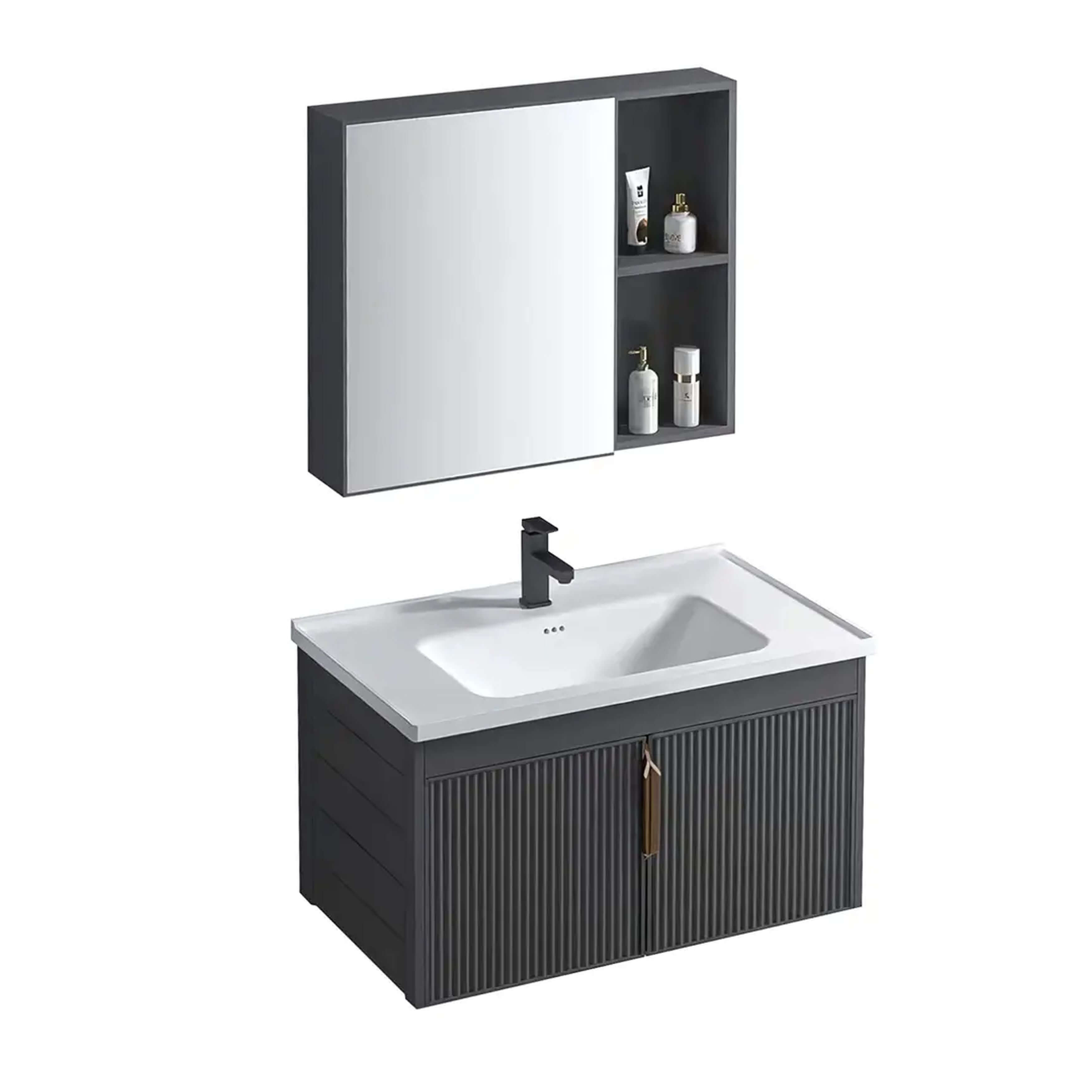 Rea Astor sada koupelnového nábytku 59x46x39.5 cm pod umyvadlo závěsná šedá REA-M0004