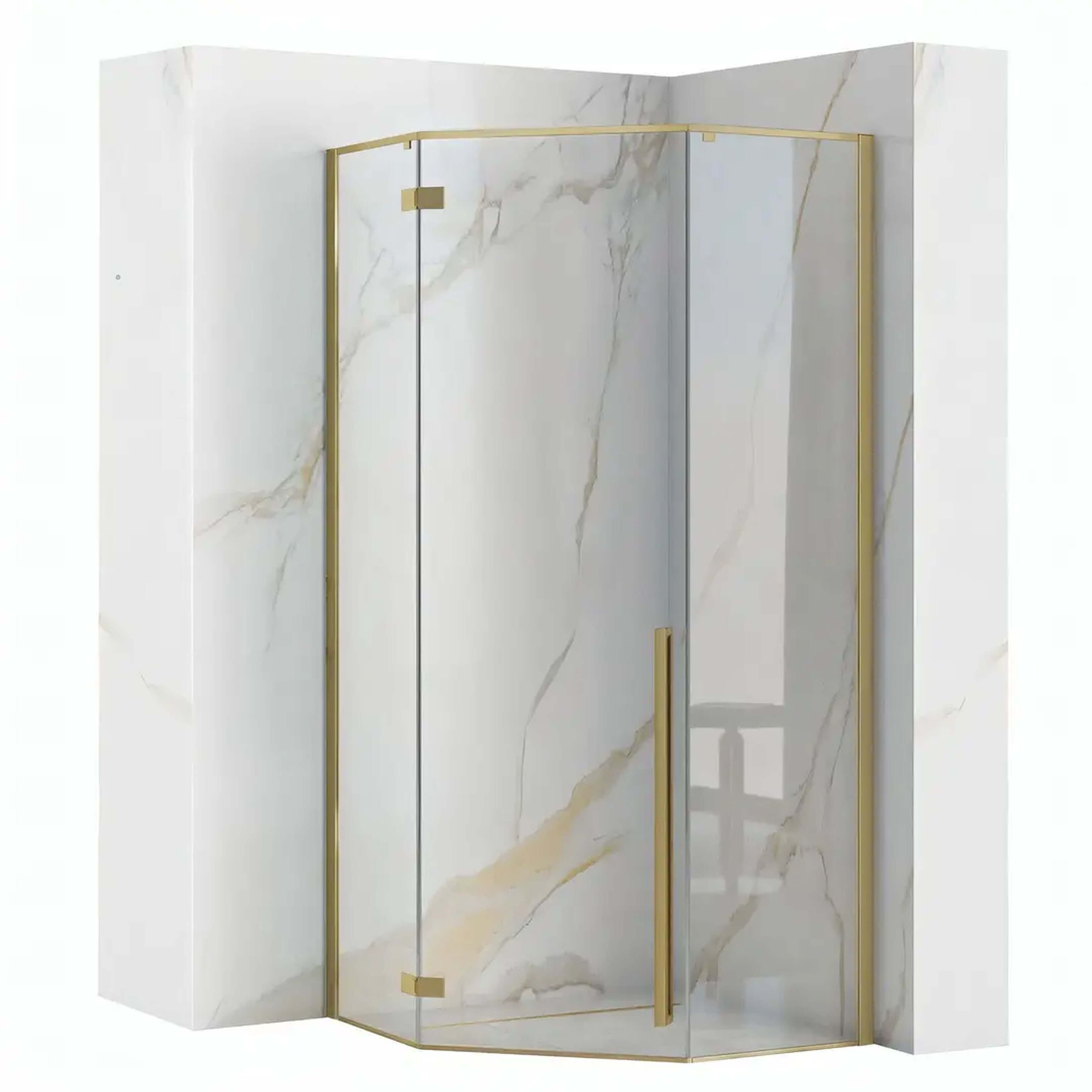 Rea Diamond sprchový kout 100x100 cm zlatá kartáčovaný/průhledné sklo REA-K5684