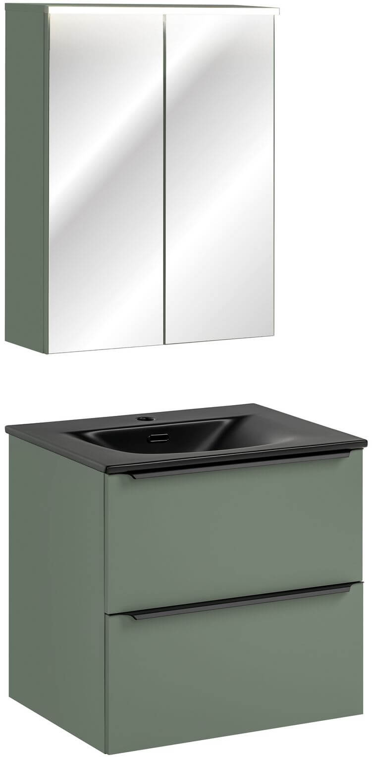 Sada skříňka Comad Sombra Green GREEN UN 84-60-2D, skříňka Comad Sombra Green SOMBRA GREEN 82-60-46-2S, SKY 1 BLACK MATT 60 DP ( E-8099-60 )