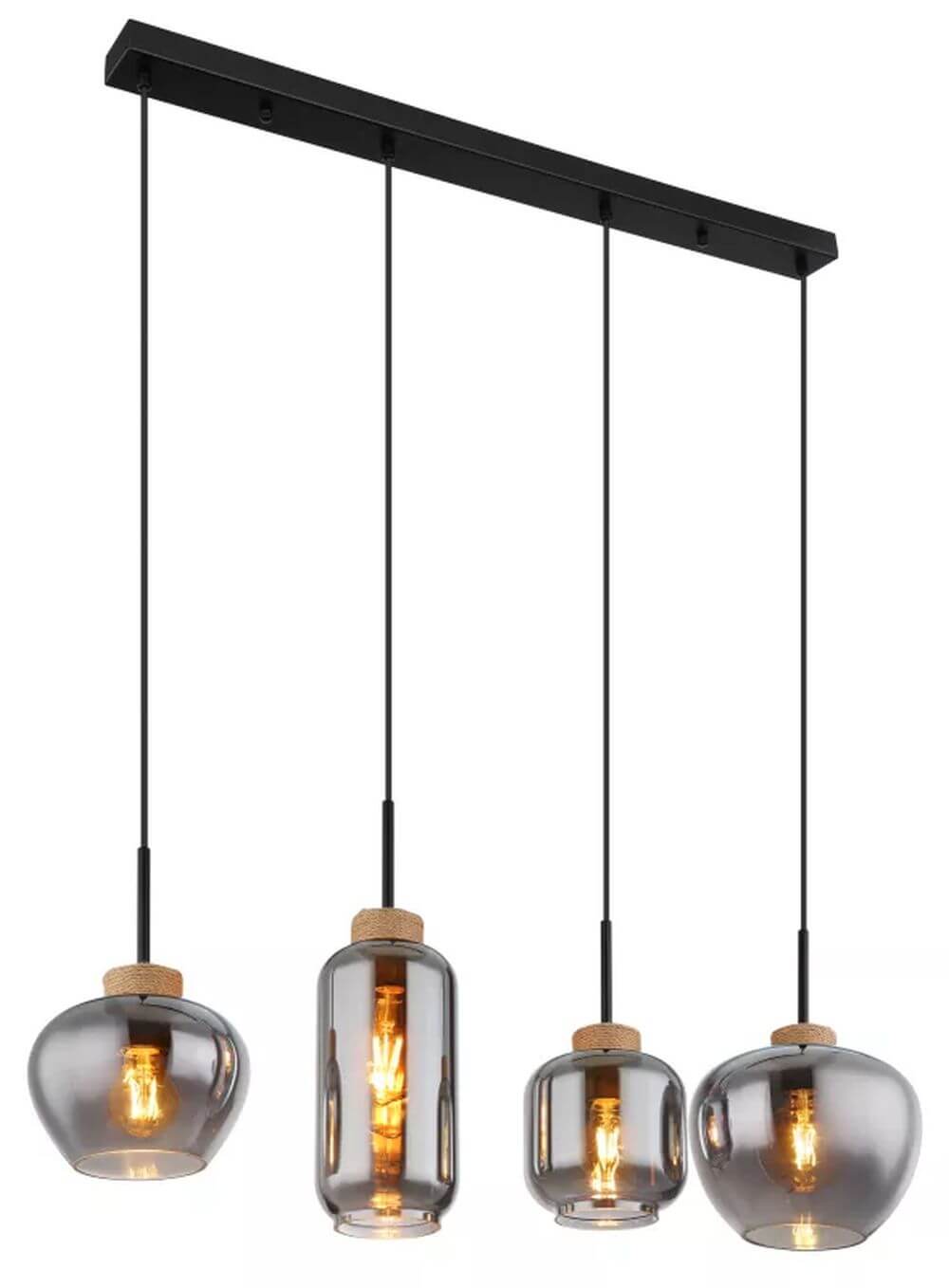 Globo Lighting Matt závěsné svítidlo 4x40 W černá-kouřová 15549-4H