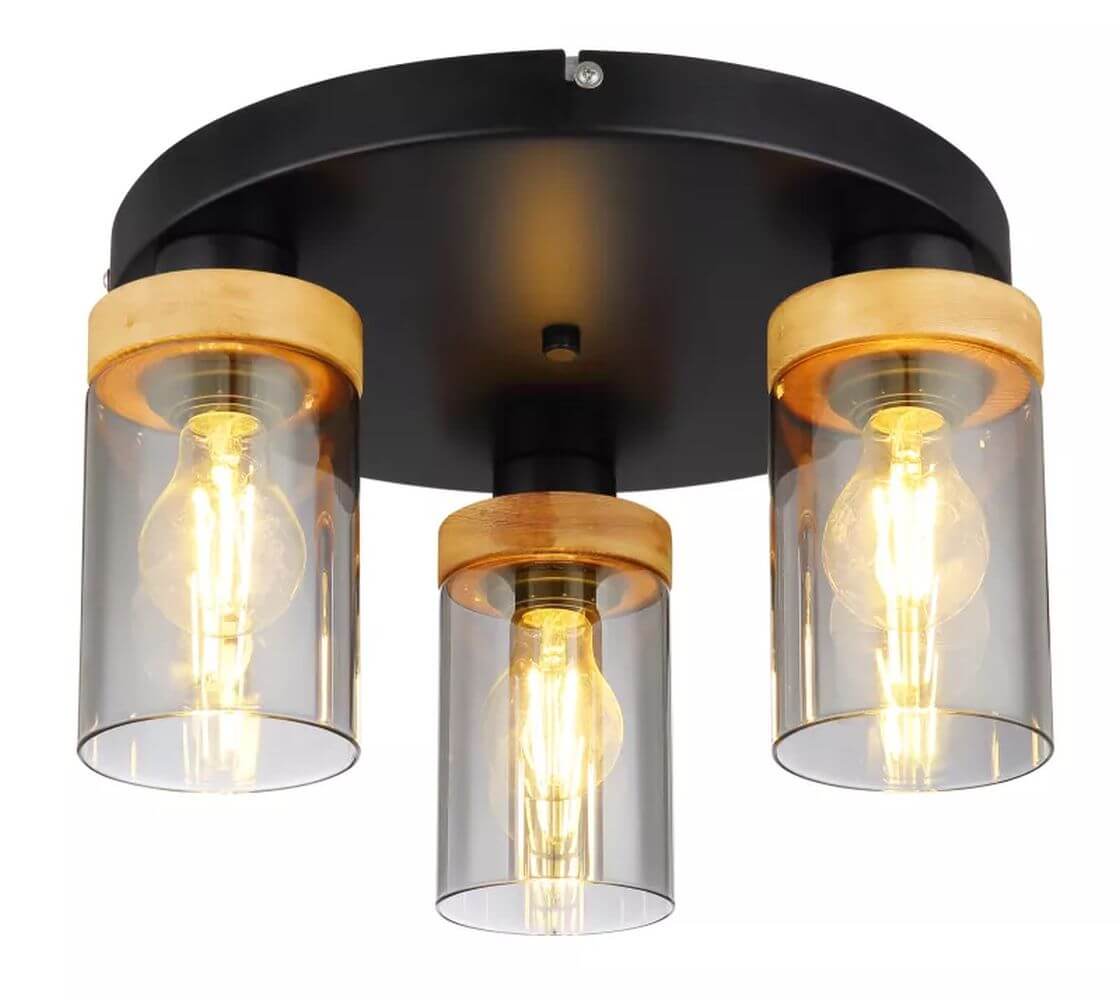 Globo Lighting Finca stropní světlo 3x40 W černá-kouřová 15557-3D