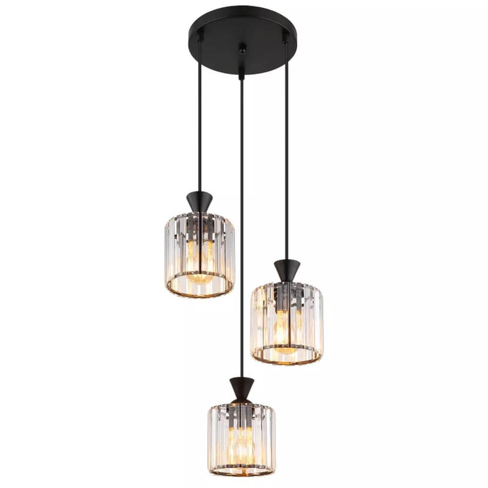 Globo Lighting Jordana závěsné svítidlo 3x60 W černá-průhledná 15742-3