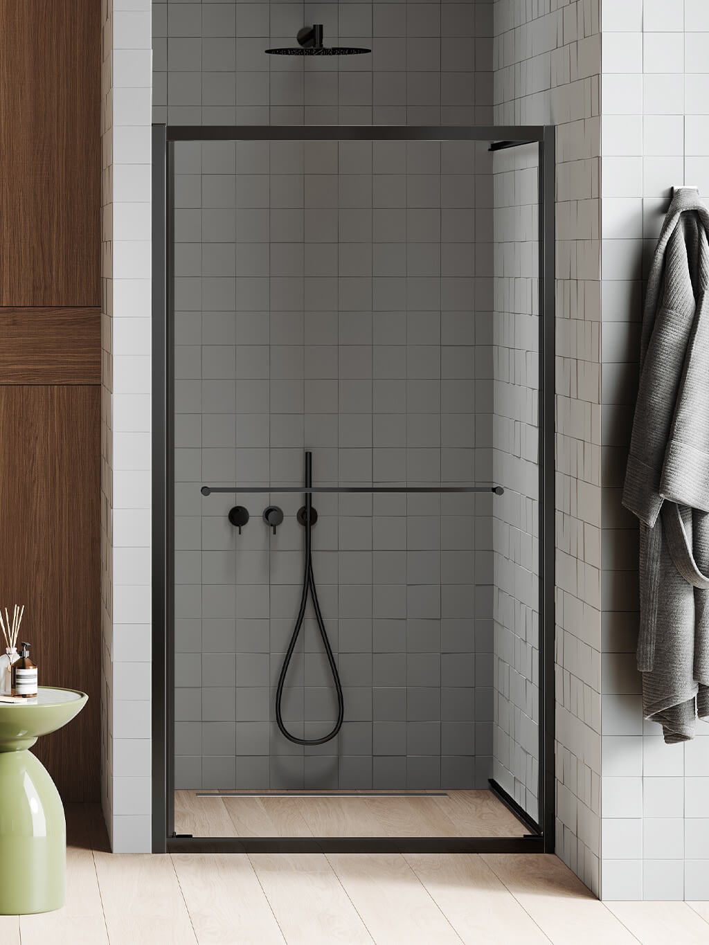 New Trendy New Varia sprchové dveře 80 cm posuvné černá matný/průhledné sklo D-1367A