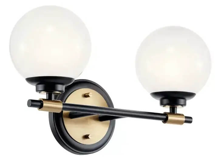 Elstead Lighting Benno nástěnné svítidlo 2x3 W černá-hnědá-opálová KL-BENNO2-BK-CPZ