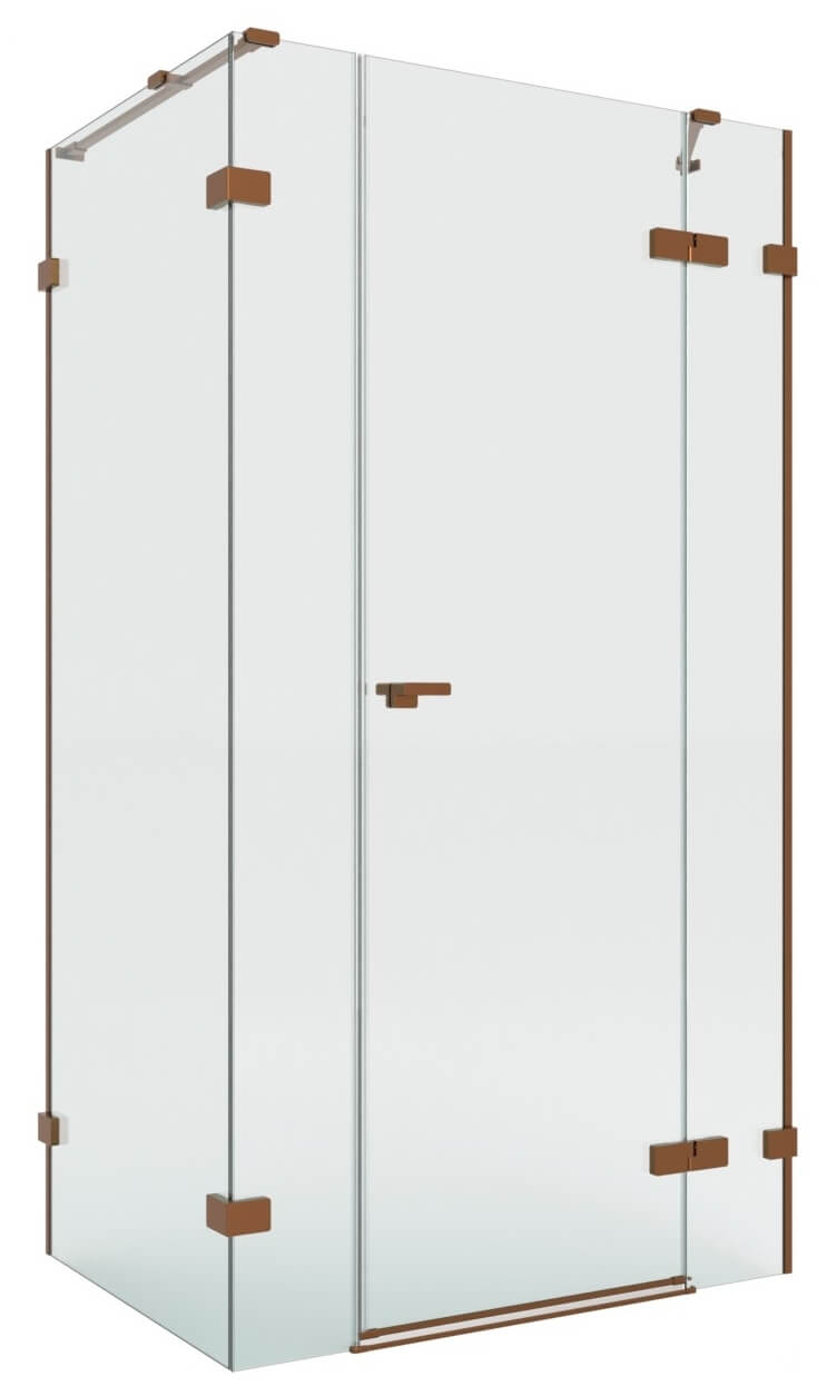 New Trendy Eventa Copper Brushed sprchový kout 130x80 cm obdélníkový měděná kartáčovaný/průhledné sklo EXK-8096