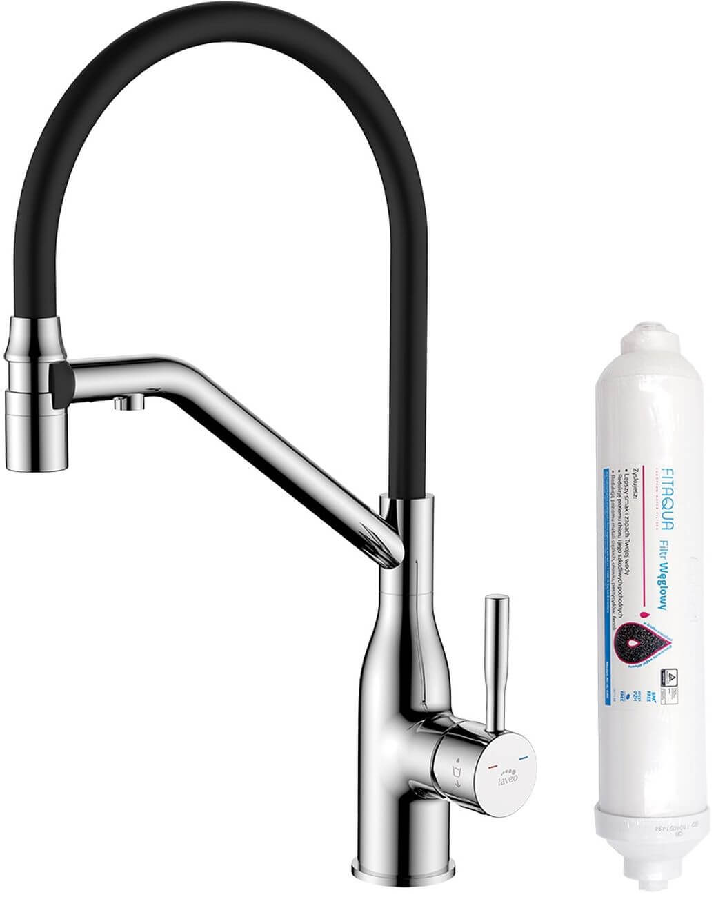 Laveo Colina 2.0 kuchyňská baterie s filtrem stojící chrom-černá BC2B778D