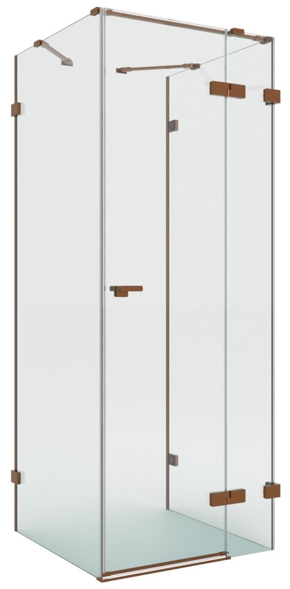 New Trendy Eventa Copper Brushed sprchový kout 80x80 cm čtvercový měděná kartáčovaný/průhledné sklo EXK-8112