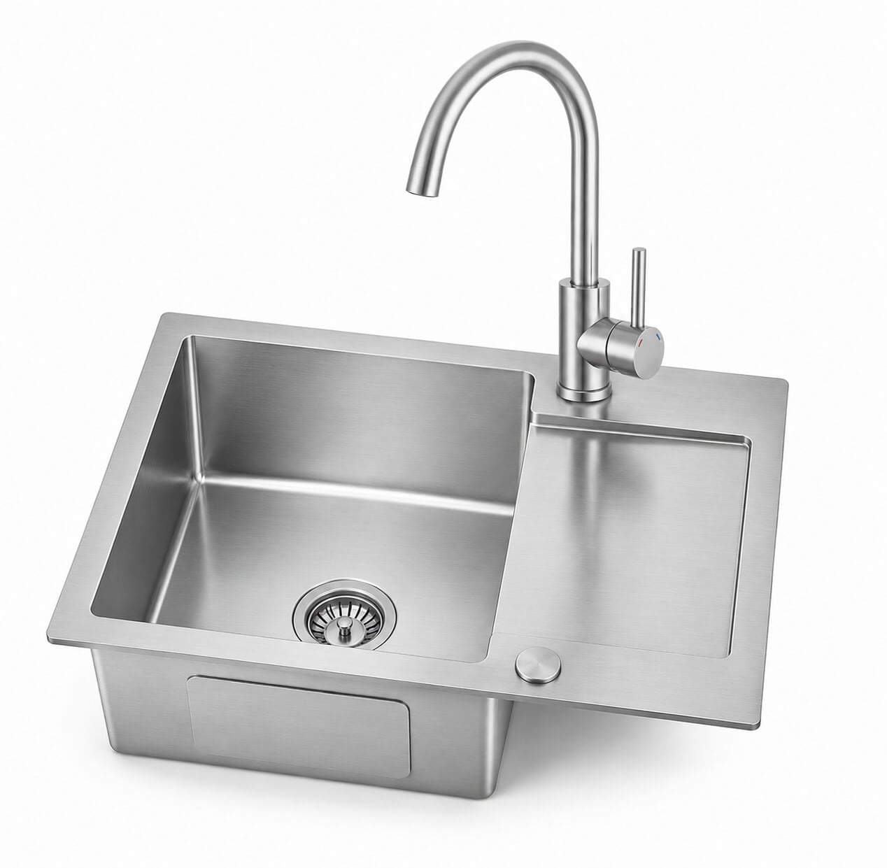 Ruvetti Look ocelový dřez s baterií 60x48 cm ocel LP_LOOK120-5200-BS-F