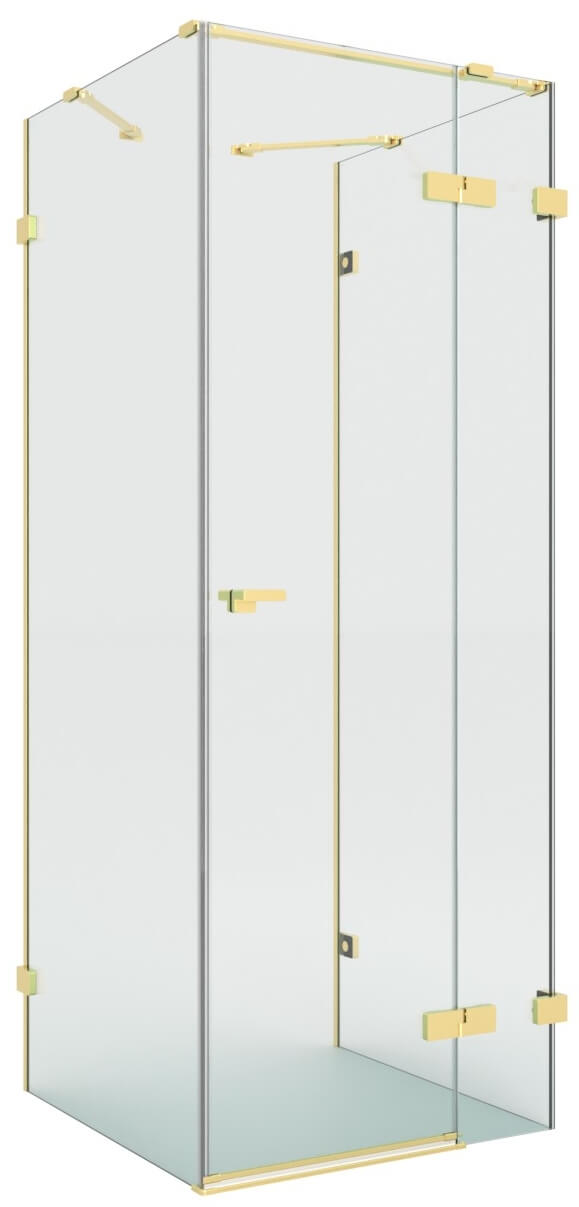 New Trendy Eventa Gold Brushed sprchový kout 100x100 cm čtvercový zlatá kartáčovaný/průhledné sklo EXK-8361