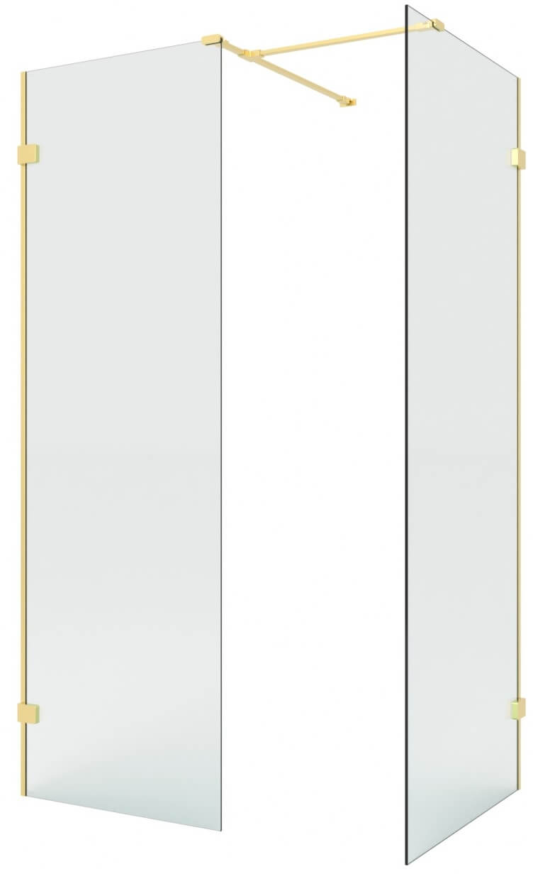 New Trendy Eventa Gold Brushed sprchový kout walk-in 140x80 cm obdélníkový zlatá kartáčovaný/průhledné sklo EXK-8431