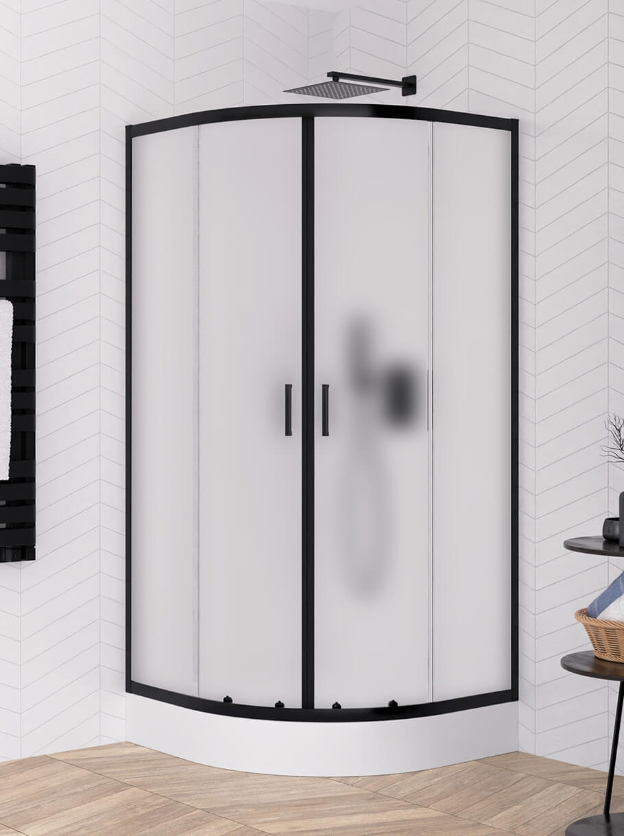 New Trendy Suvia Black sprchový kout 80x80 cm půlkulatá černá matný/matné sklo K-5123