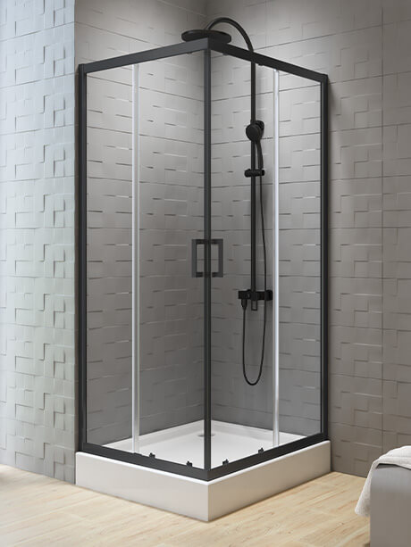 New Trendy New Varia Black sprchový kout 90x80 cm obdélníkový černá matný/průhledné sklo K-5161