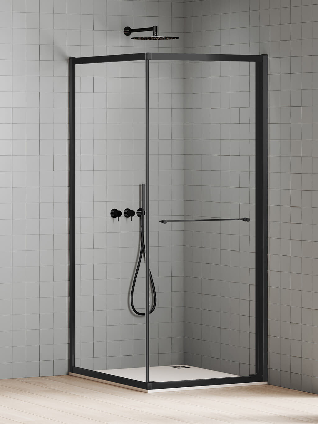New Trendy New Varia Black sprchový kout 80x80 cm čtvercový černá matný/průhledné sklo K-5183