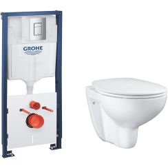 Set podomítkový WC modul s tlačítkem a těsněním Grohe Solido 39930000, sada mísa + prkénko s pomalým sklápěním Grohe Bau Ceramic 39351000