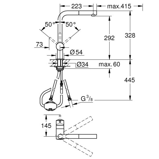 Sada kuchyňská baterie Grohe Minta 32168000, dřez Tectonite Franke Orion 114.0286.461