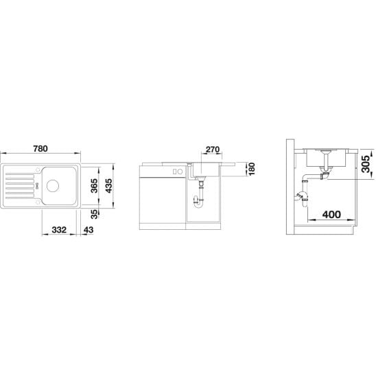 Sada granitový dřez Blanco Favos Mini 518186, kuchyňská baterie Hagser Emma HGR30000035