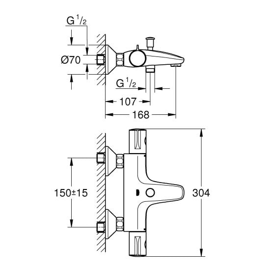 Sada sprchová sada Grohe New Tempesta 26381001, vanová baterie Grohe Grohtherm 800 34567000