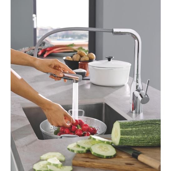 Sada kuchyňská baterie Grohe Essence 30270000, ocelový dřez Grohe K700 31574SD1, 40535000