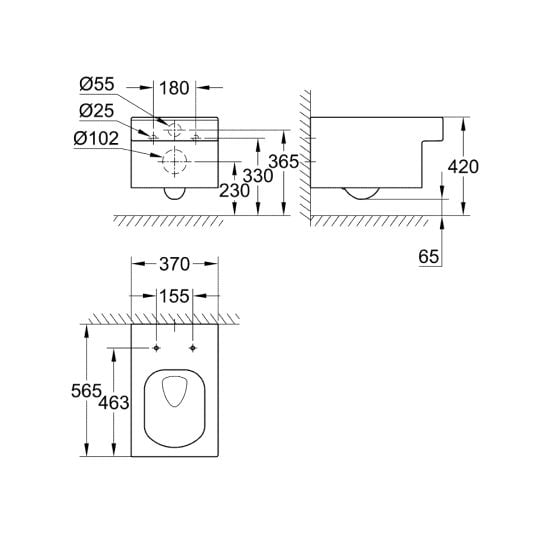 Sada záchodová mísa Grohe Cube Ceramic 3924400H, podomítkový WC modul Grohe Rapid SL 38827000, 39488000