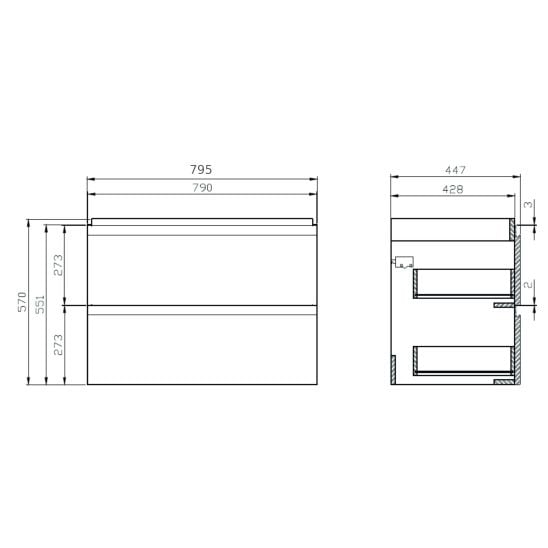 Sada skříňka Cersanit Moduo S929-008, deska Cersanit Moduo S590-023