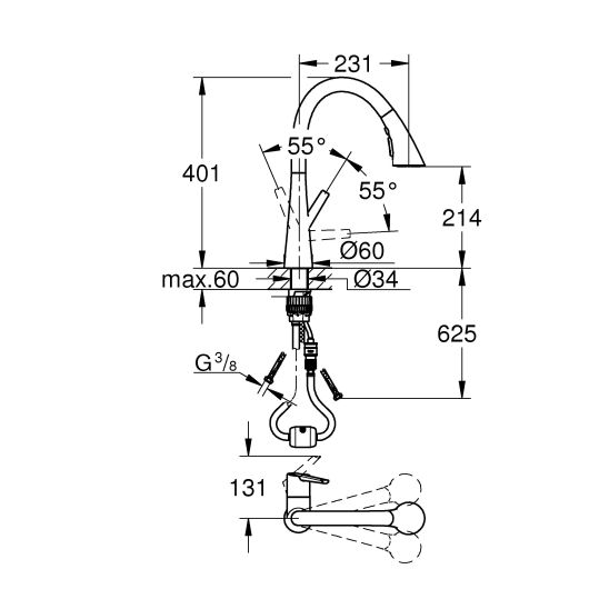 Sada kuchyňská baterie Grohe Zedra 32294002, granitový dřez Grohe K700 31651AP0