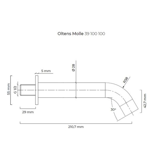 Sada vanová baterie Oltens Molle 34100100, výtok baterie Oltens Molle 39100100, 37102100, 39304100, 37200100