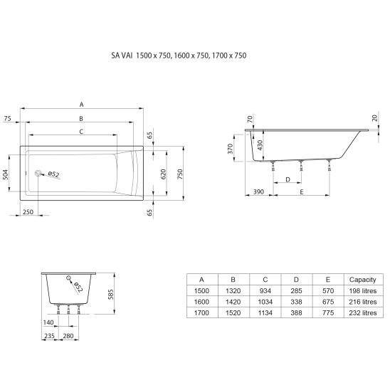 Sada obdélníková vana Roca Savai A248589000, vanová baterie Roca Lanta A5A0111C00, AM4008512M