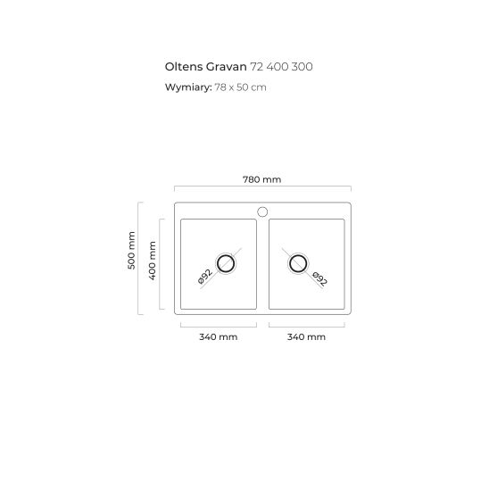Sada granitový dřez Oltens Gravan 72400300, kuchyňská baterie Oltens Skafta 35206300