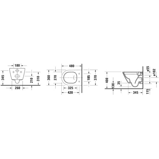 Sada podomítkový WC modul Duravit DuraSystem WD1011000000, WC mísa se sedátkem s pomalým sklápěním Duravit D-Neo 45880900A1, WD5001011000